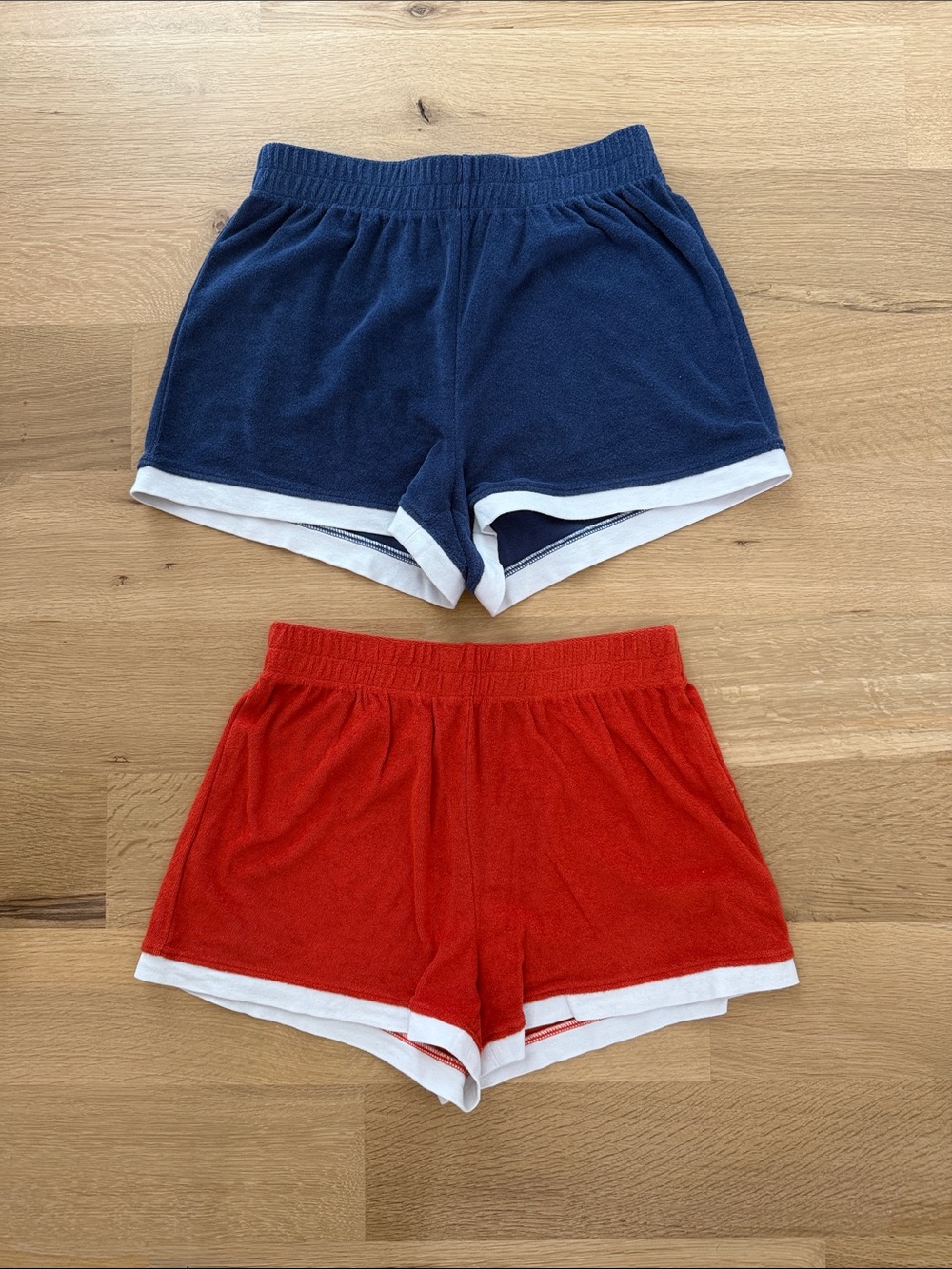 Z Supply Women's Athletic Terry Shorts - Navy/White & Red/White.